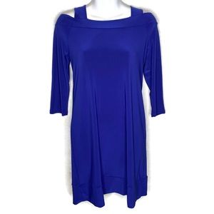 Clara Sun Woo Solid Blue Top Tunic Long Sleeve.